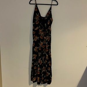 Black floral wrap jumpsuit